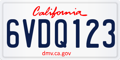 CA license plate 6VDQ123