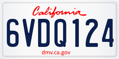 CA license plate 6VDQ124