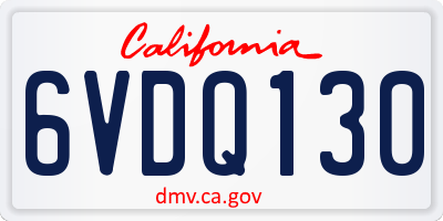CA license plate 6VDQ130