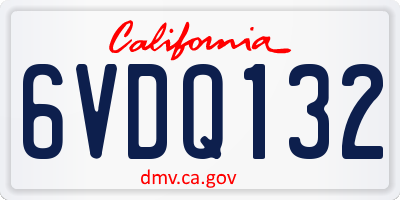 CA license plate 6VDQ132