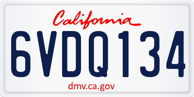 CA license plate 6VDQ134