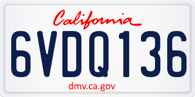 CA license plate 6VDQ136