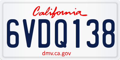 CA license plate 6VDQ138