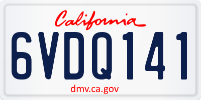 CA license plate 6VDQ141