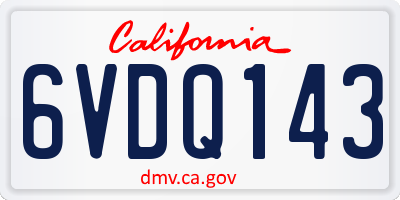 CA license plate 6VDQ143