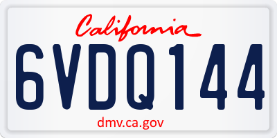 CA license plate 6VDQ144