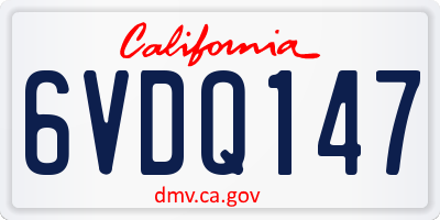 CA license plate 6VDQ147