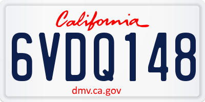 CA license plate 6VDQ148
