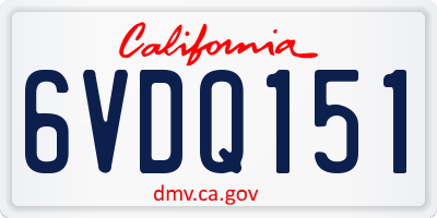 CA license plate 6VDQ151