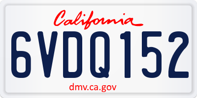 CA license plate 6VDQ152