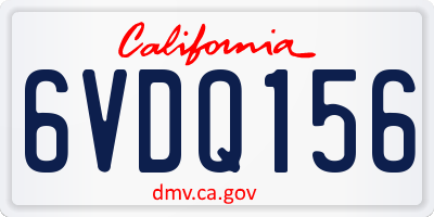 CA license plate 6VDQ156
