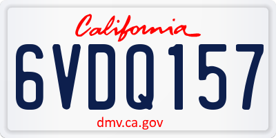 CA license plate 6VDQ157