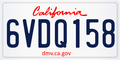 CA license plate 6VDQ158