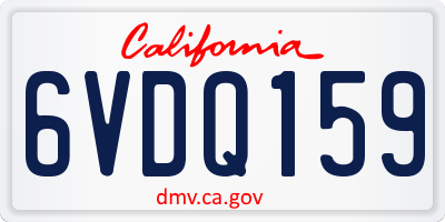 CA license plate 6VDQ159