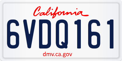 CA license plate 6VDQ161