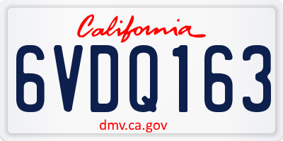 CA license plate 6VDQ163