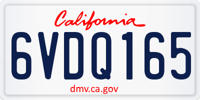 CA license plate 6VDQ165