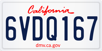 CA license plate 6VDQ167
