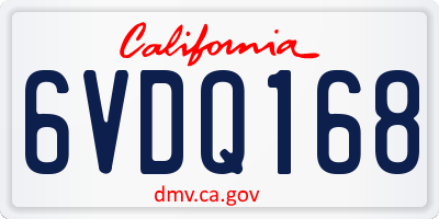 CA license plate 6VDQ168