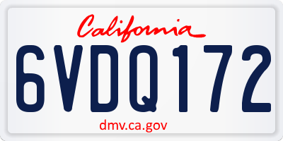 CA license plate 6VDQ172