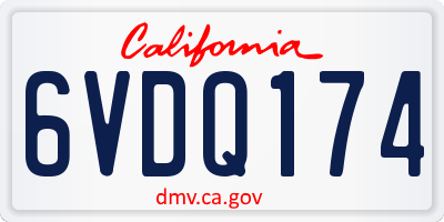 CA license plate 6VDQ174