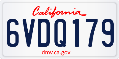 CA license plate 6VDQ179