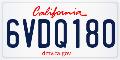 CA license plate 6VDQ180