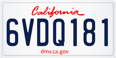 CA license plate 6VDQ181