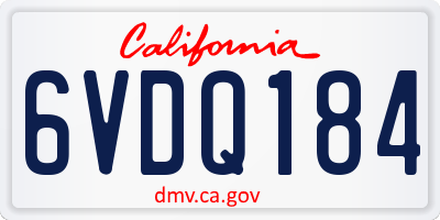 CA license plate 6VDQ184
