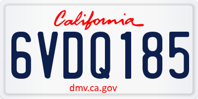 CA license plate 6VDQ185