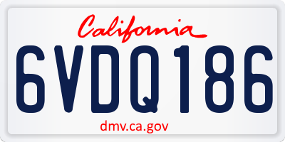 CA license plate 6VDQ186