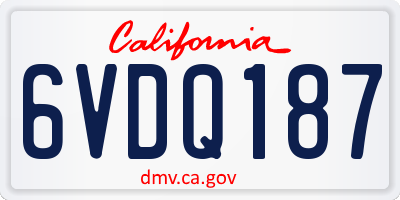 CA license plate 6VDQ187