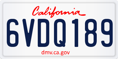 CA license plate 6VDQ189