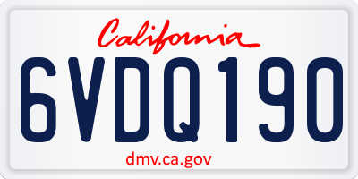 CA license plate 6VDQ190