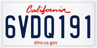CA license plate 6VDQ191