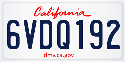 CA license plate 6VDQ192