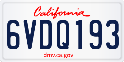 CA license plate 6VDQ193