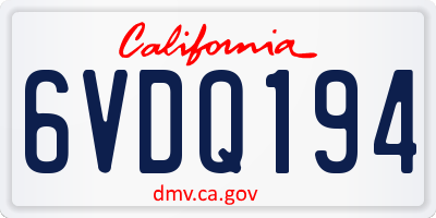 CA license plate 6VDQ194