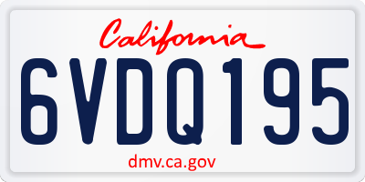 CA license plate 6VDQ195