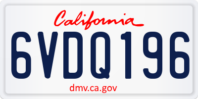 CA license plate 6VDQ196