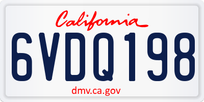 CA license plate 6VDQ198