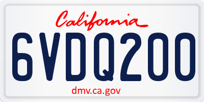 CA license plate 6VDQ200