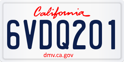 CA license plate 6VDQ201