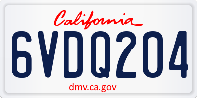 CA license plate 6VDQ204
