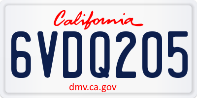 CA license plate 6VDQ205