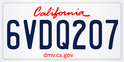 CA license plate 6VDQ207