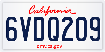 CA license plate 6VDQ209