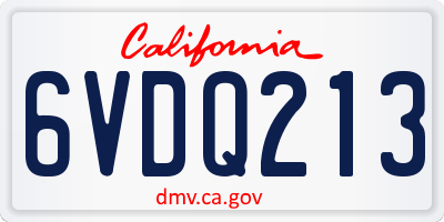 CA license plate 6VDQ213