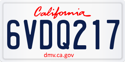 CA license plate 6VDQ217