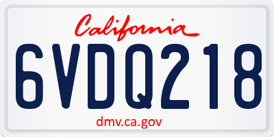 CA license plate 6VDQ218